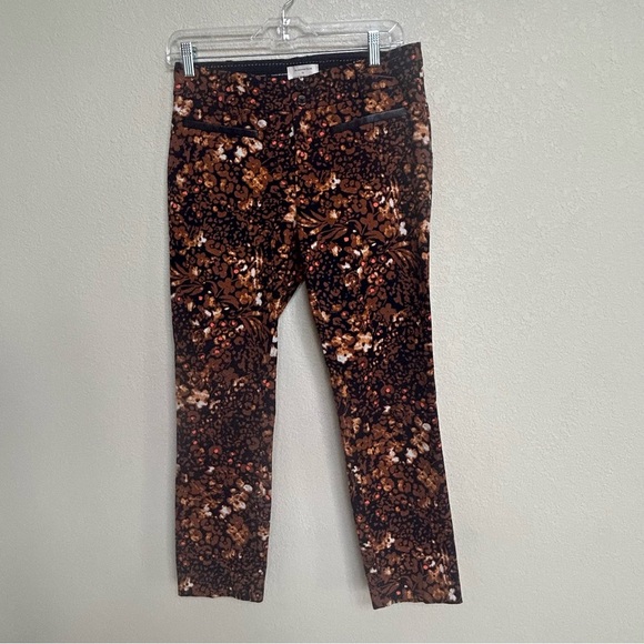 Anthropologie The Essential Slim Pants Women’s 4 – Brown Floral Stretch Trousers - Picture 4 of 11